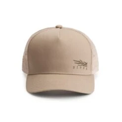 Sitka Badge Icon Mid Pro Trucker Hat -Hunting Clothing Store sitka woodblock mid pro trucker hat sand 1